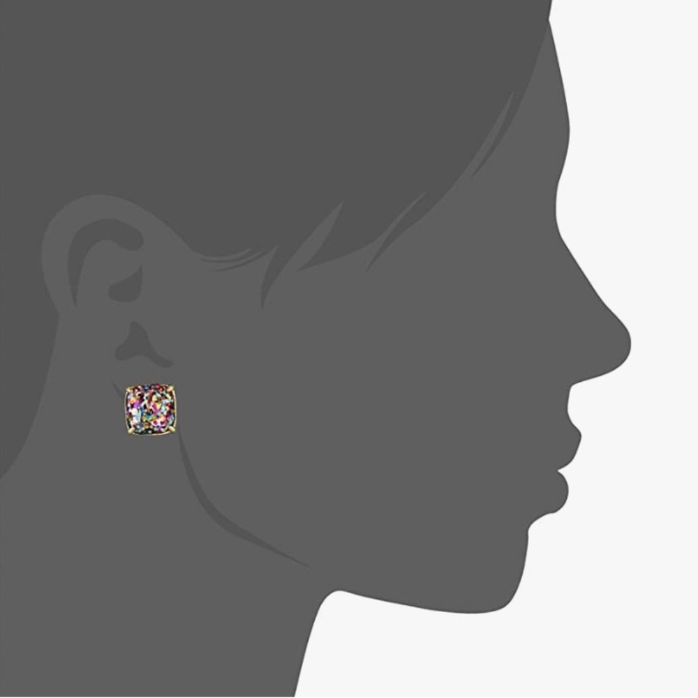 NWT Kate Spade Glitter Small Square Stud Earrings Multicolored For Pierced Ears